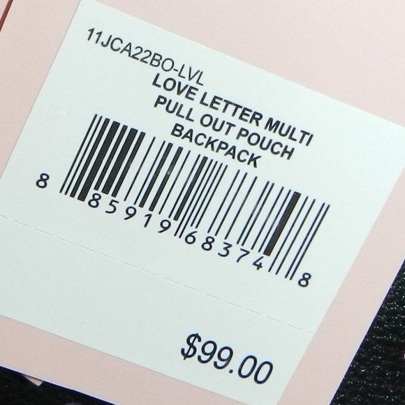 Juicy Coulture Love Letters 3 Peice Backpack, Pouch,Shoulder Bag Set Black NEW - Picture 11 of 15